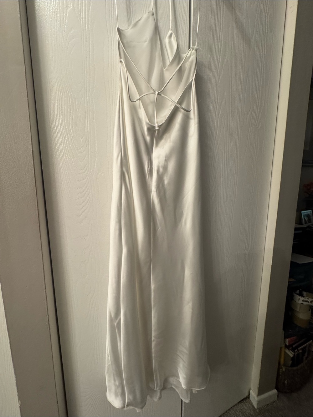 Zara White Satin Slip Dress with Thin Straps
